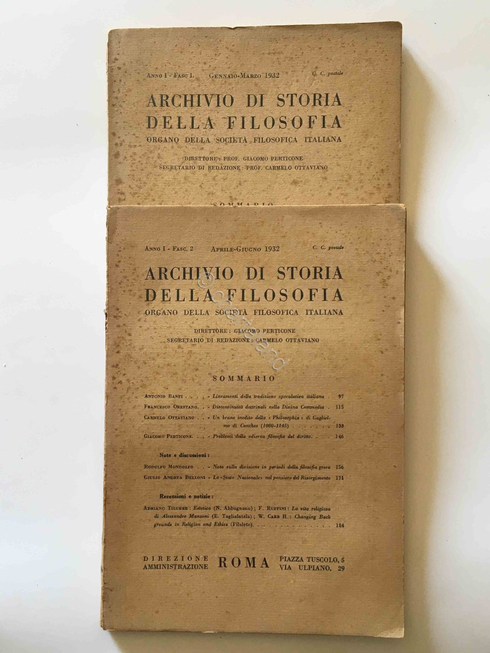 Perticone - Archivio di Storia della filosofia - Anno I …