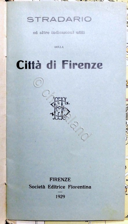 Pianta della Città di Firenze e stradario - 1929