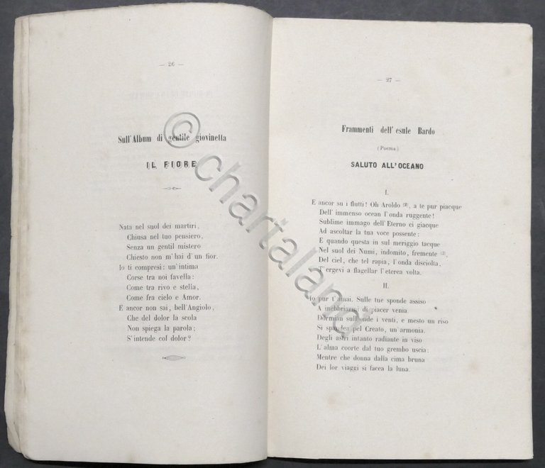 Poesia - Primi Canti di Antonio Canepa - ed. 1852 …