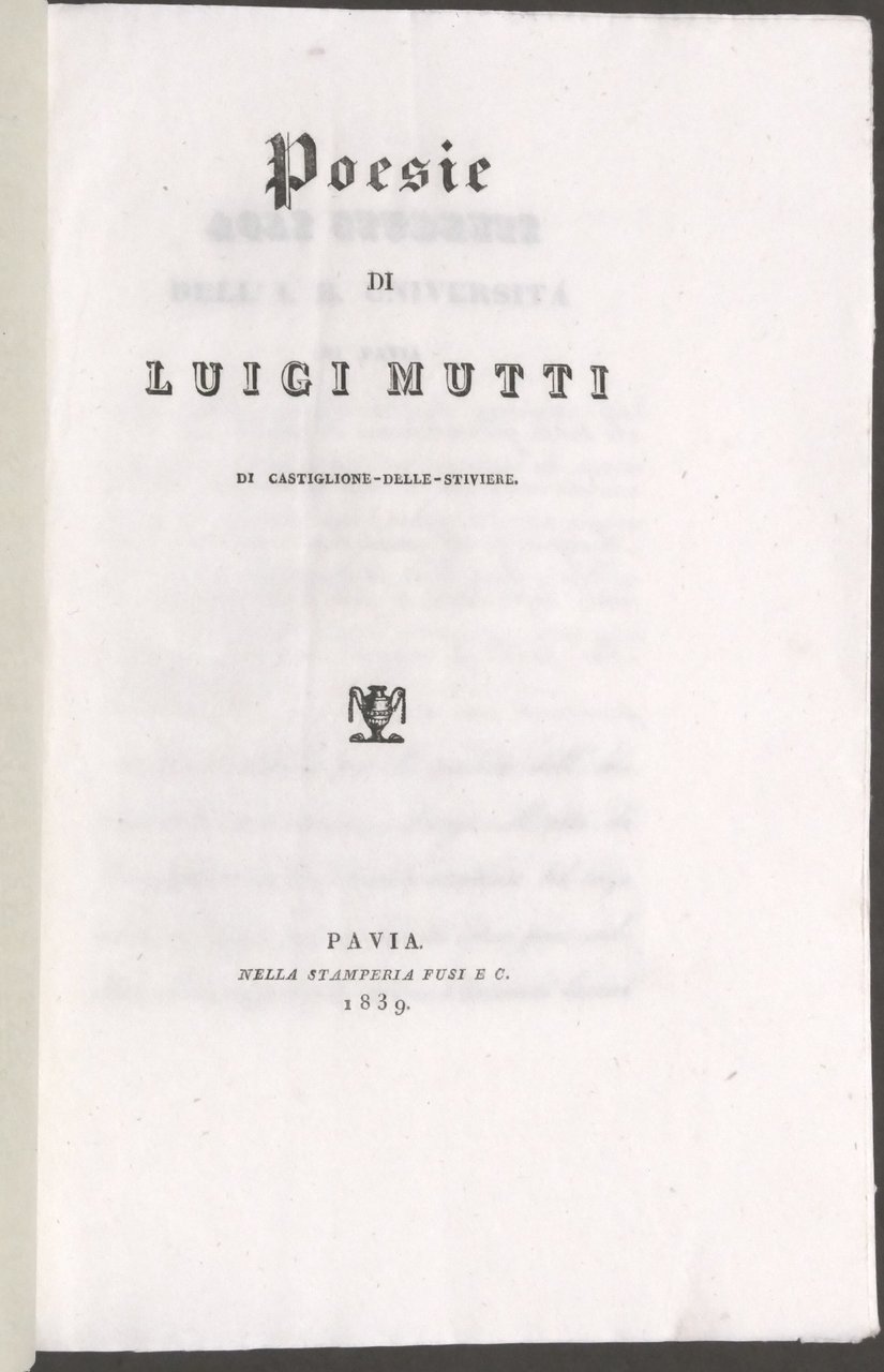 Poesie di Luigi Mutti - Agli studenti dell'I. R. Università … | Immagine principale