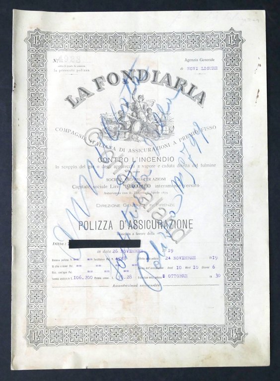 Polizza di Assicurazione contro incendio - La Fondiaria - Ag. … | Immagine Gallery 3