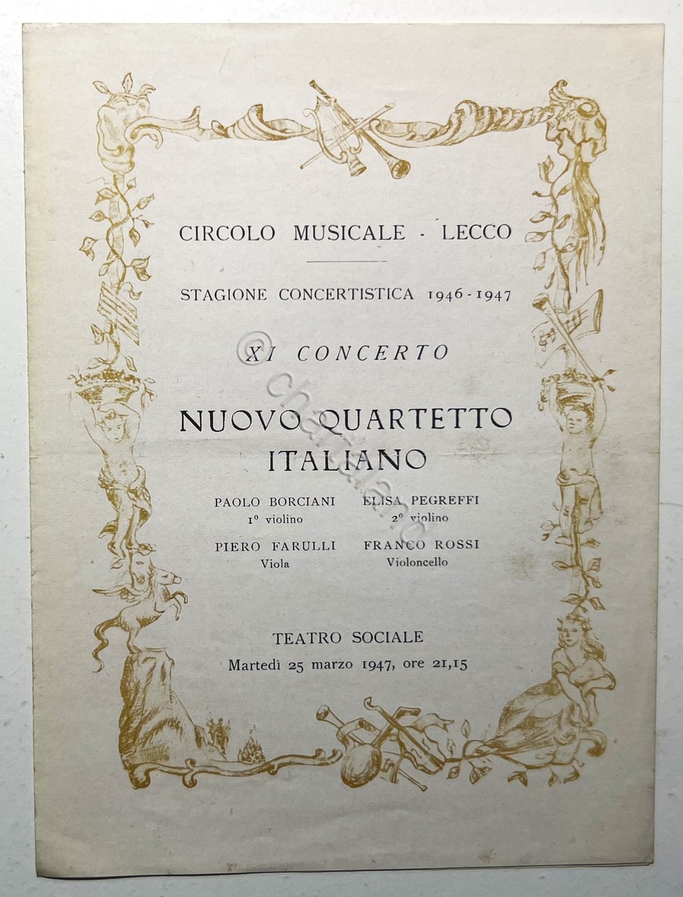 Programma Circolo Musicale Lecco - XI Concerto - Nuovo Quartetto …