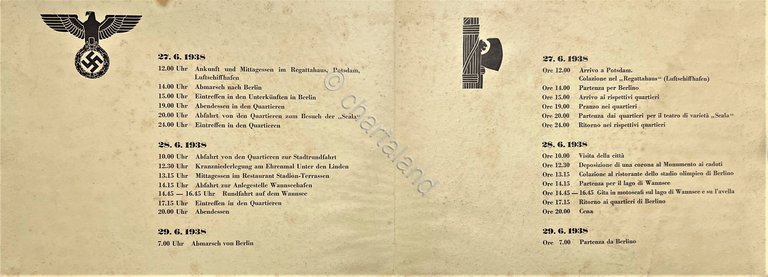 Programma Visita degli Ospiti Italiani del Korpsfuhrer Huhnlein, Berlino - …