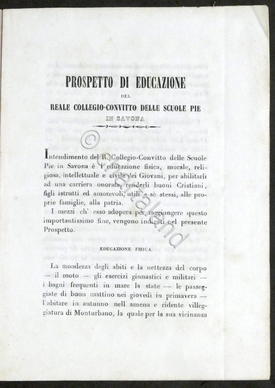 Prospetto di Educazione del Convitto delle Scuole Pie in Savona … | Immagine Gallery 4