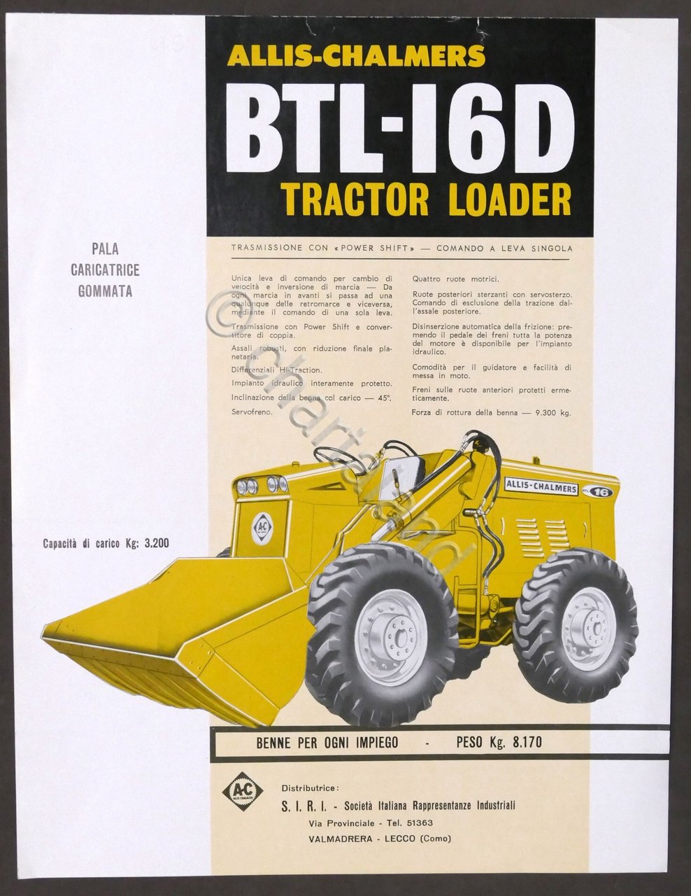 Pubblicità - Brochure Allis-Chalmers - BTL-I6D Tractor Loader - Pala …