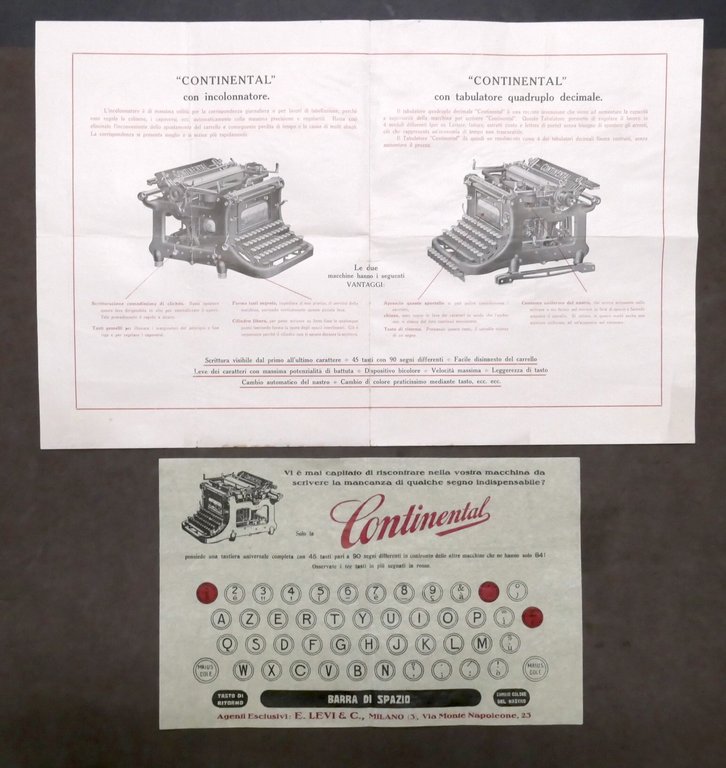 Pubblicità - Brochure Macchina da Scrivere Continental - anni '10 …