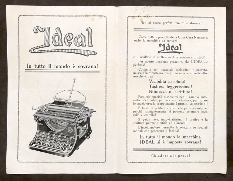 Pubblicità - Brochure Macchina da Scrivere Ideal - anni '20