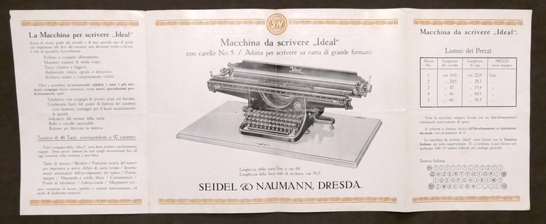 Pubblicità - Brochure Macchina da Scrivere Ideal - anni '30