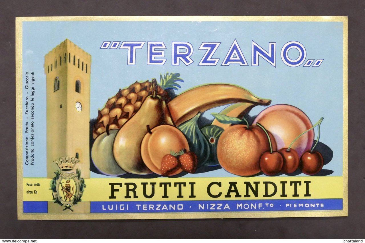 Pubblicità - Etichetta Frutti canditi Terzano - Nizza Monferrato - …