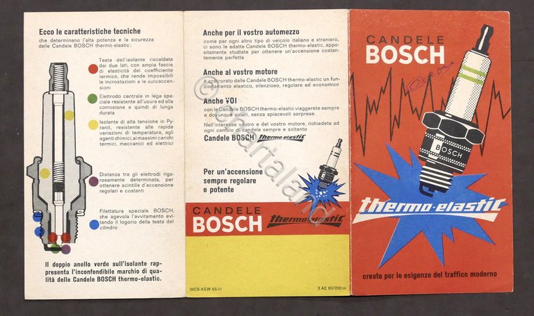 Pubblicità auto - Brochure Candele Bosch thermo-elastic - anni ’60