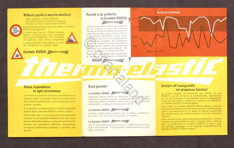 Pubblicità auto - Brochure Candele Bosch thermo-elastic - anni ’60