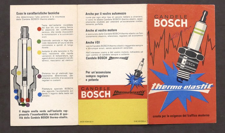 Pubblicità auto - Brochure Candele Bosch thermo-elastic - anni ’60