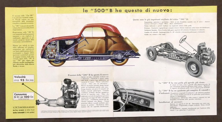 Pubblicità Auto - Brochure Fiat 500 B - 1948 ca. …