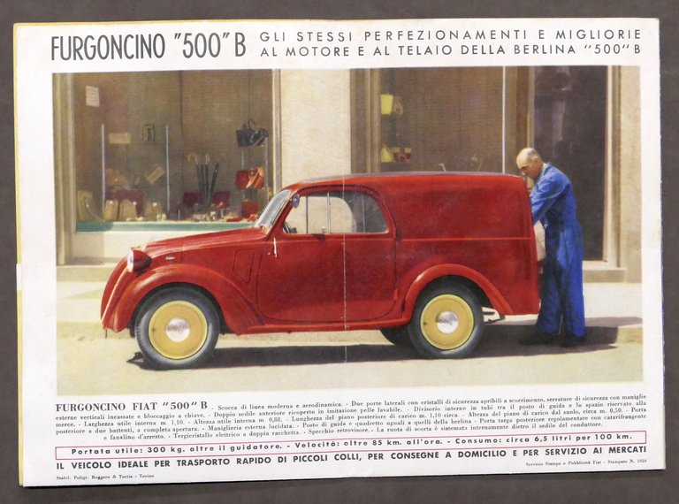 Pubblicità Auto - Brochure Fiat 500 B - 1948 ca. …