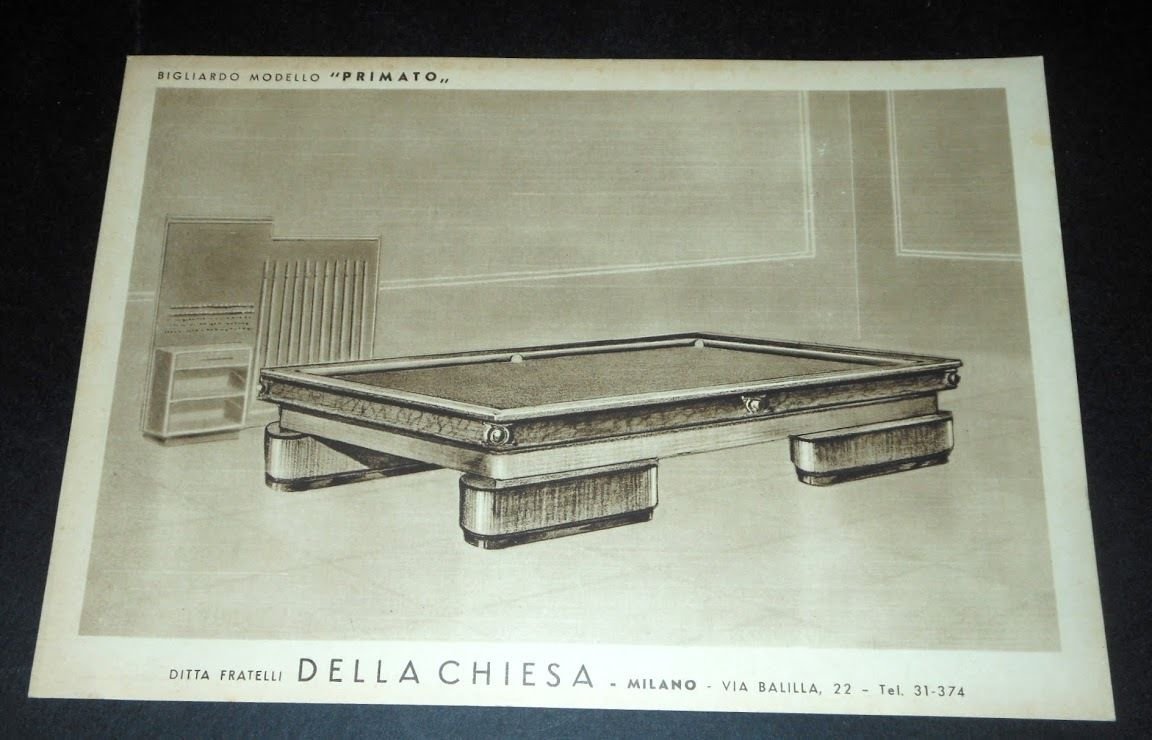 Pubblicità Biliardo Mod. Primato - Ditta Della Chiesa ( Milano … | Immagine principale