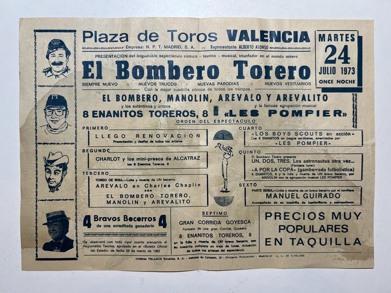 Pubblicità Brochure - El Bombero Torero - Plaza de Toros …