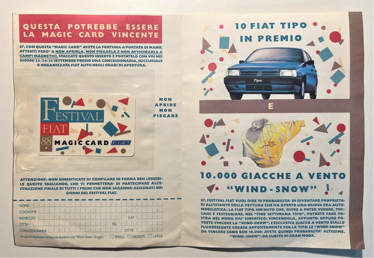 Pubblicità Brochure - Festival FIAT 88 - ed. 1989