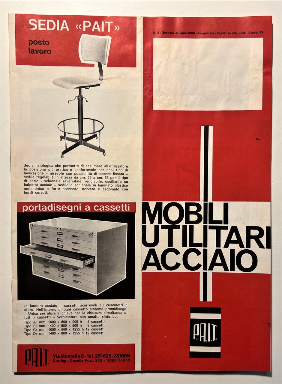 Pubblicità Brochure - P.A.I.T. - Mobili Utilitari Acciaio - 1968