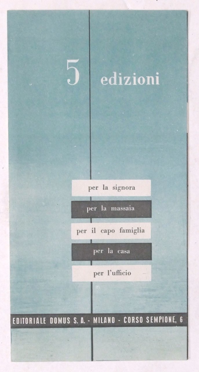 Pubblicità Brochure Editoriale Domus - Diari, agende, calendario - 1945 | Immagine principale