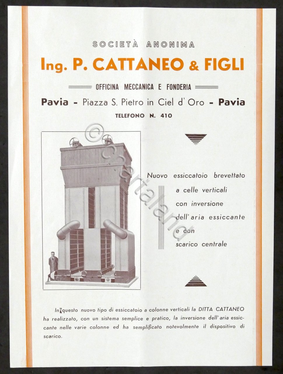 Pubblicità Brochure Officina Meccanica P. Cattaneo & Figli - Essicatoio …