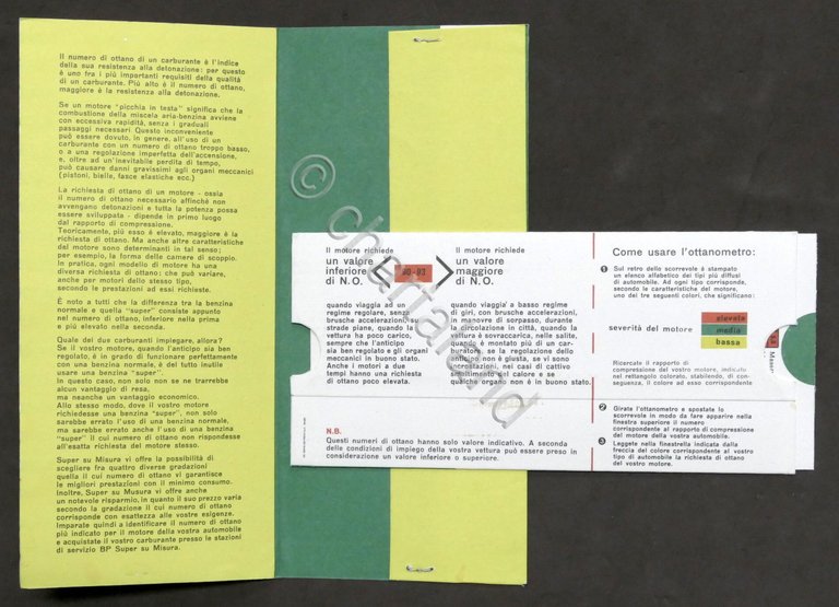 Pubblicità carburanti - BP - Regolo calcolatore: Ottanometro - 1962