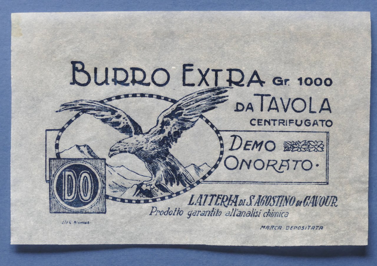 Pubblicità Carta confezione epoca Burro Demo O. - Latteria S. …