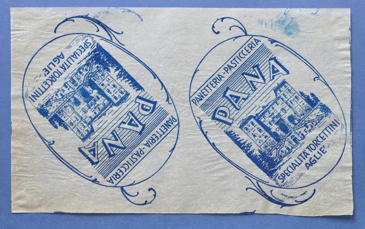 Pubblicità Carta confezione epoca Panetteria Pasticceria Pana - Agliè