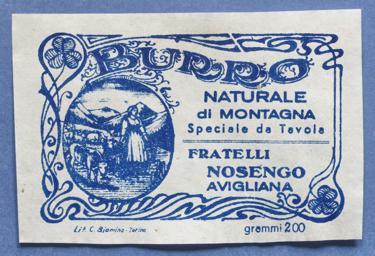 Pubblicità Carta confezione etichetta epoca Burro Fratelli Nosengo - Avigliana