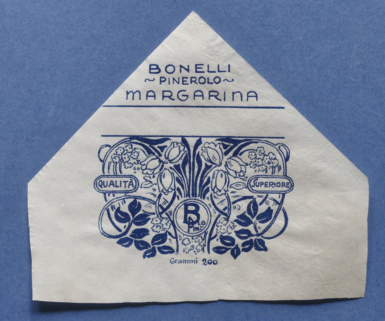 Pubblicità Carta confezione etichetta epoca Margarina Bonelli - Pinerolo