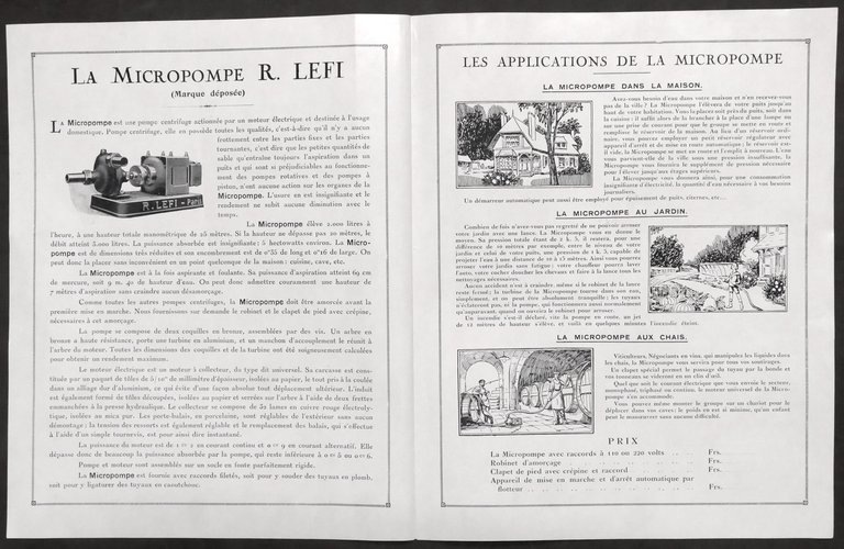 Pubblicità d'epoca - Brochure La Micropompe R. Lefi - 1925