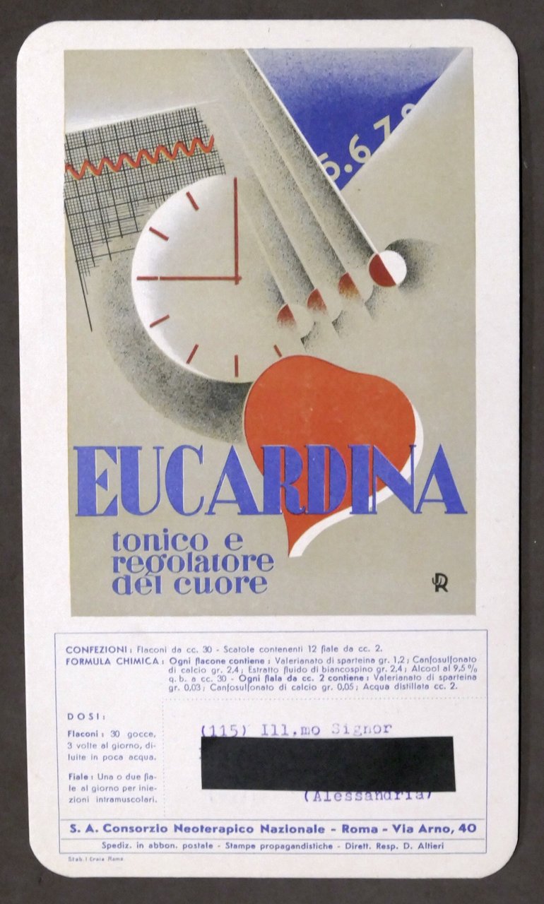 Pubblicità d'epoca carta assorbente - Eucardina - Tonico e regolatore …