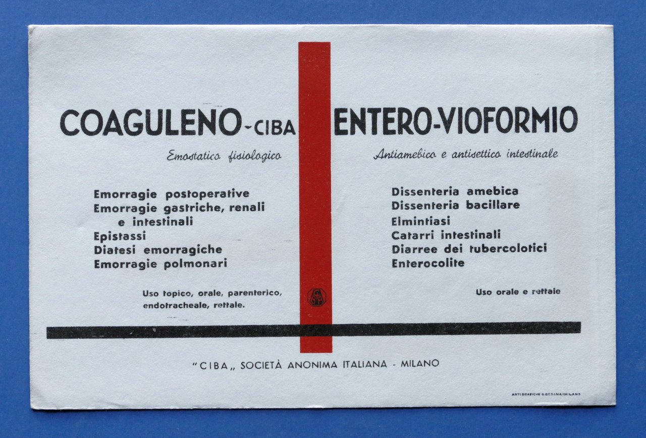 Pubblicità d'epoca Farmaceutica Carta Assorbente - Coaguleno - Entero-Vioformio | Immagine principale