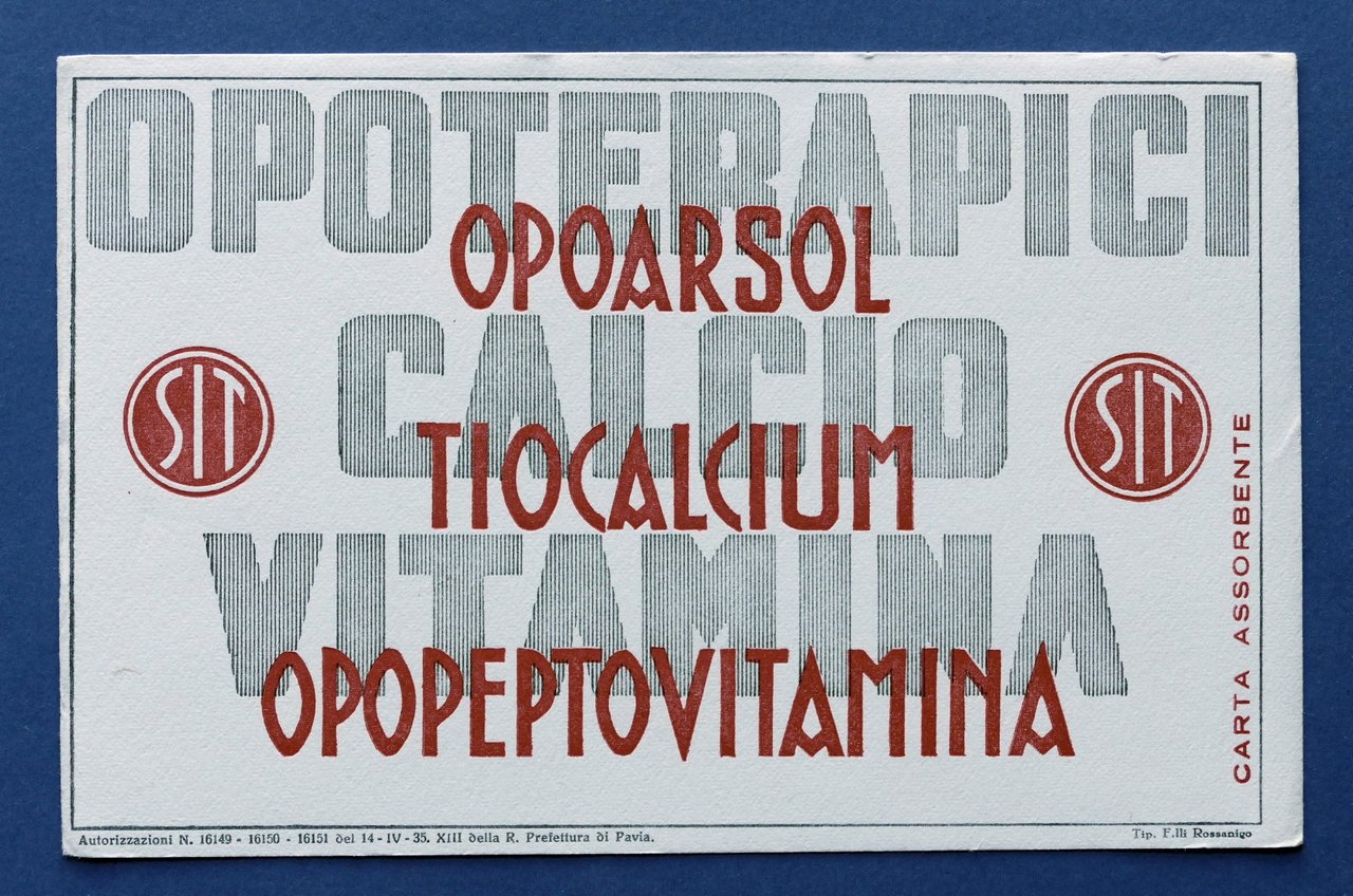 Pubblicità d'epoca Farmaceutica Carta Assorbente - Opoarsol Tiocalcium 1935 ca. | Immagine principale