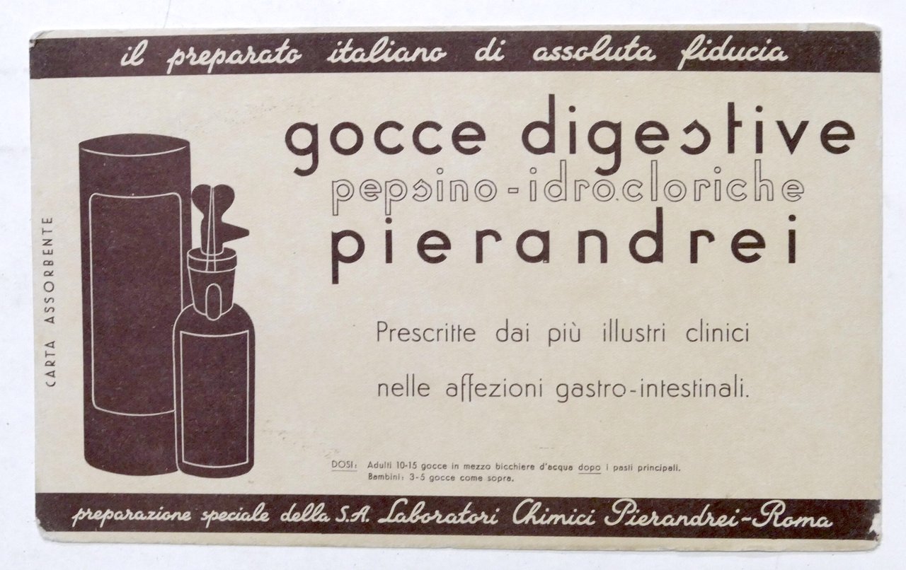 Pubblicità epoca carta assorbente - Gocce Digestive Pierandrei