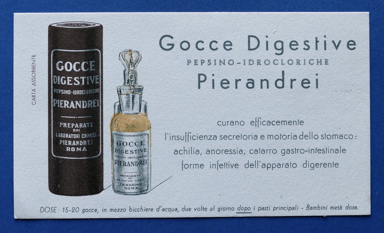 Pubblicità epoca Farmaceutica - Carta Assorbente - Gocce digestive Pierandrei | Immagine principale