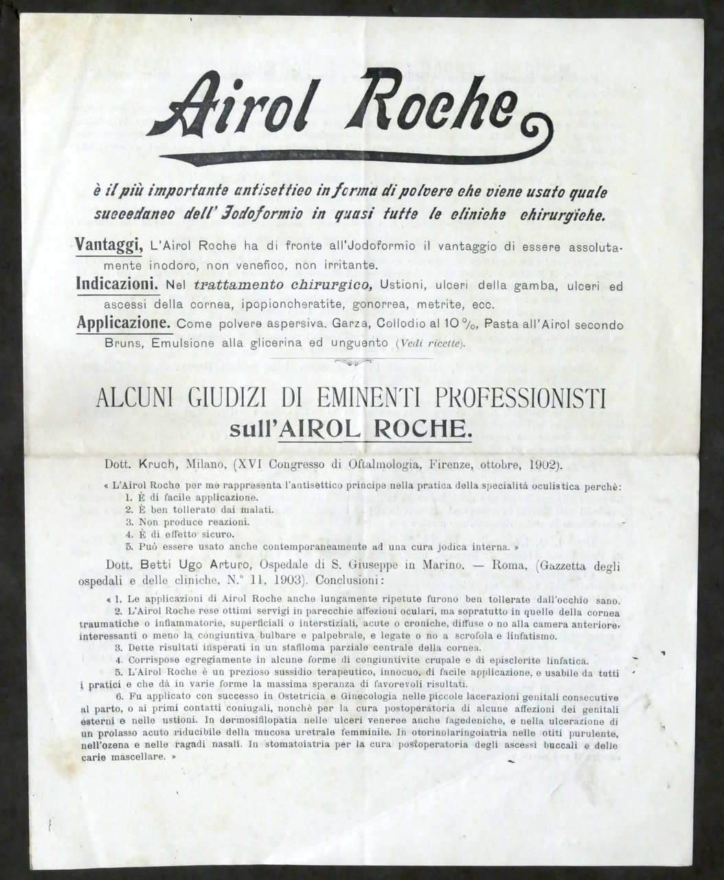 Pubblicità Farmaceutica - Brochure Airol Roche antisettico in polvere - … | Immagine principale