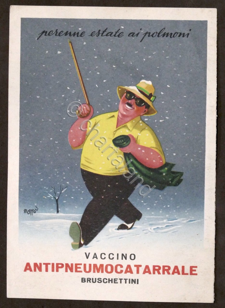 Pubblicità Farmaceutica - Vaccino antipneumocatarrale Bruschettini - anni '50