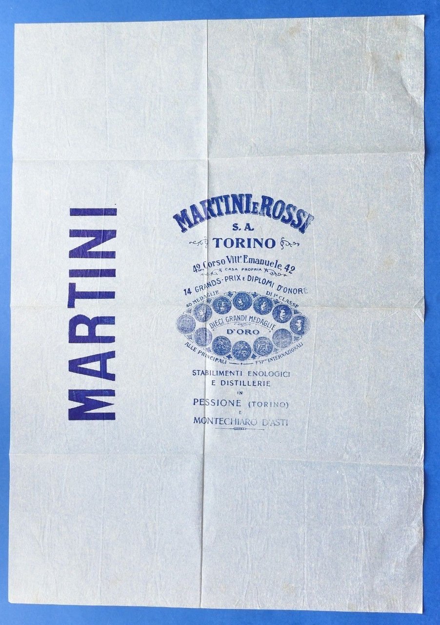 Pubblicità su carta velina - Martini e Rossi S.A. Torino