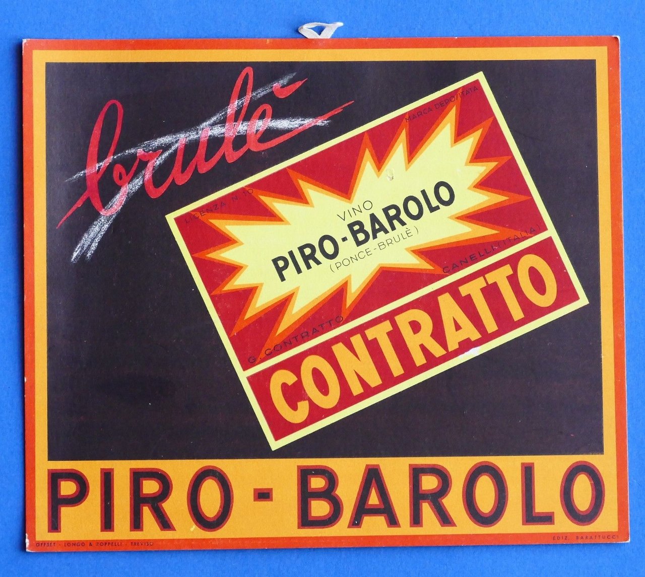 Pubblicità su cartoncino - Vino Piro-Barolo G. Contratto