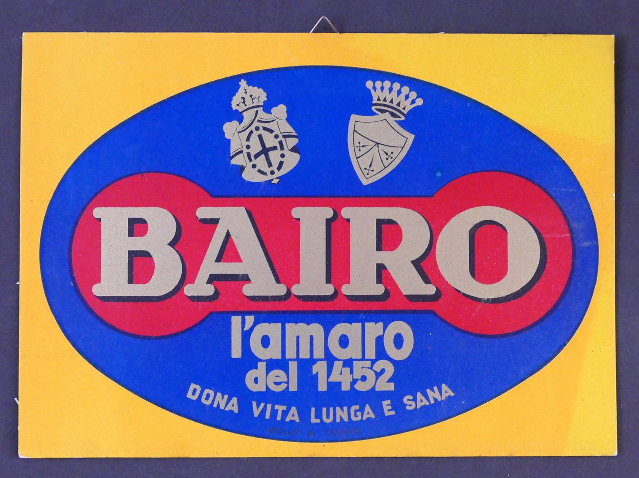 Pubblicità su cartone - L' Amaro Bairo - 1940 ca.