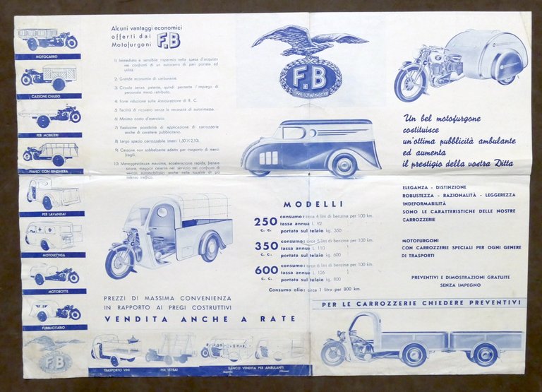 Pubblicità trasporti - Brochure Motofurgoni F.B - Milano - 1936 | Immagine Gallery 2