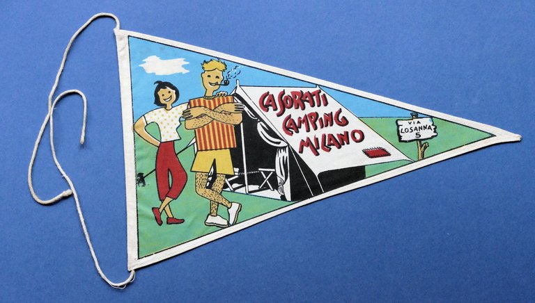 Pubblicità turismo - Gagliardetto Casorati epoca Camping Milano