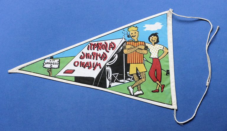Pubblicità turismo - Gagliardetto Casorati epoca Camping Milano