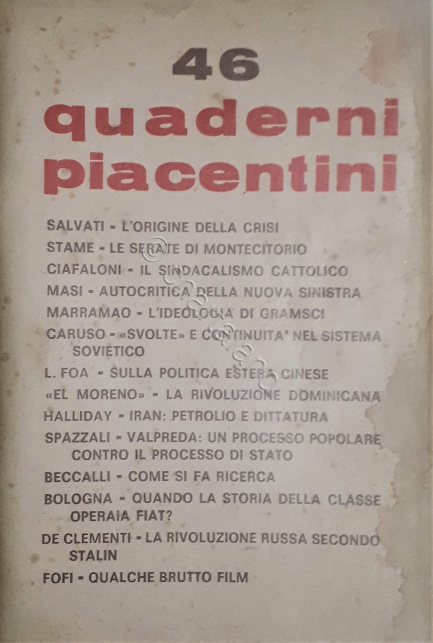 Quaderni Piacentini - Anno XI N. 46 - Marzo 1972