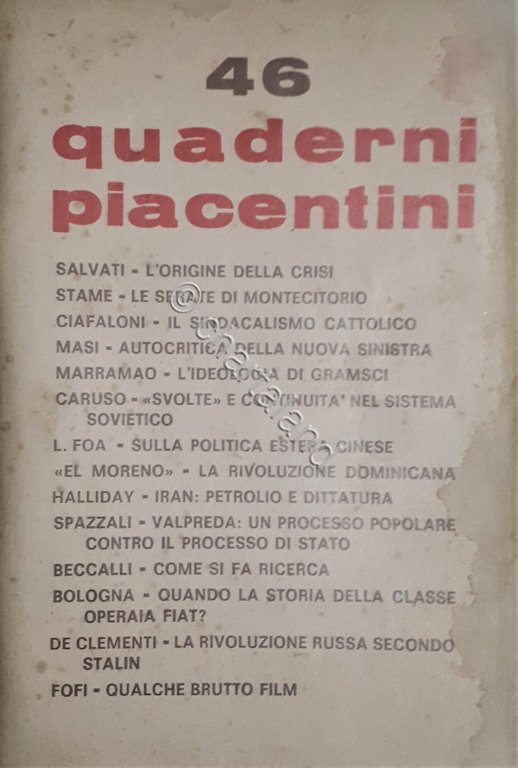 Quaderni Piacentini - Anno XI N. 46 - Marzo 1972