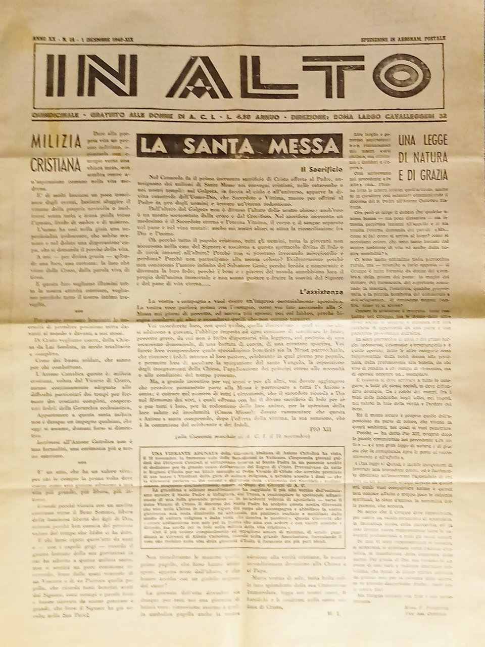 Quindicinale - In Alto N. 19 - 1940 La Santa …