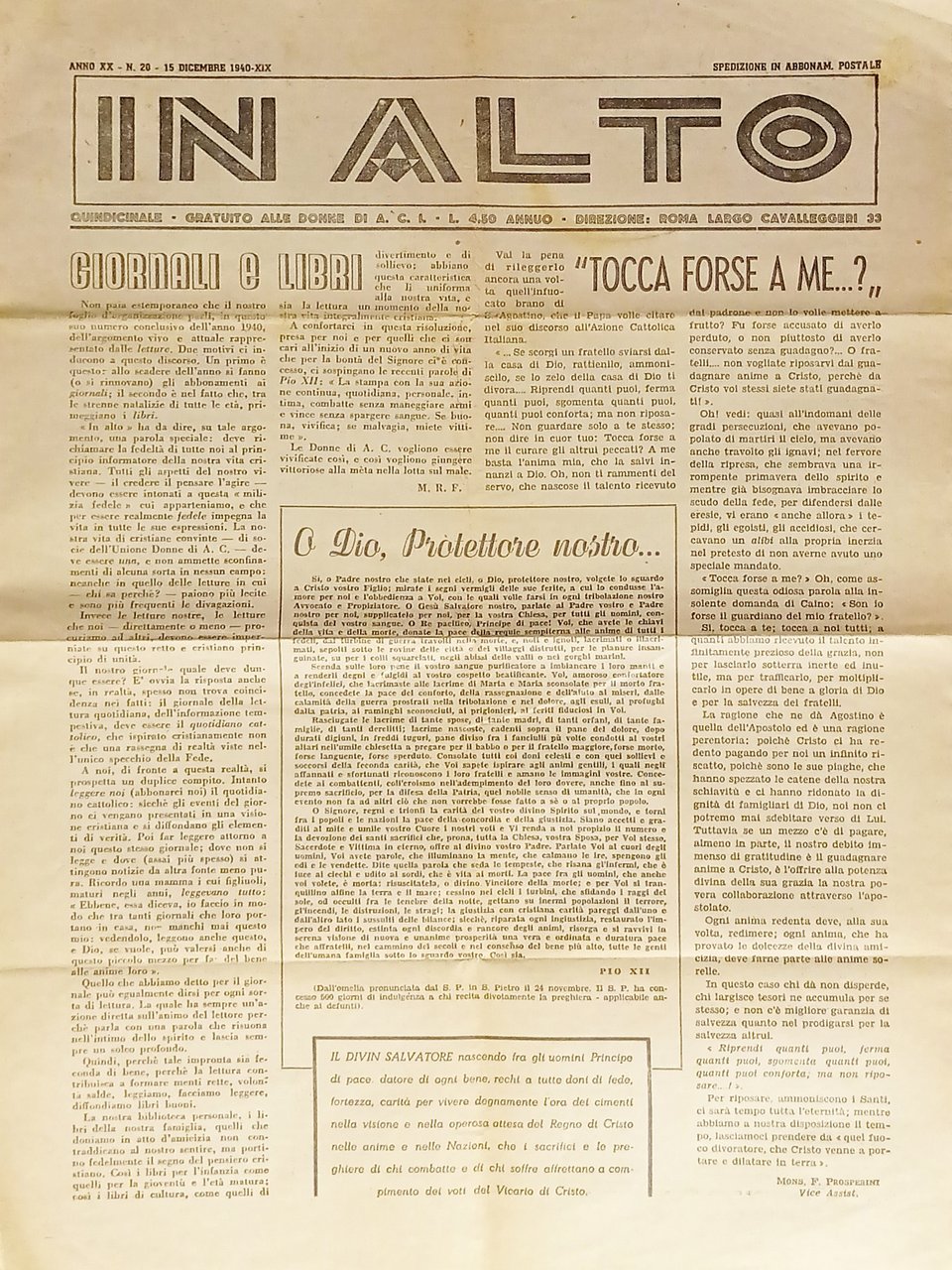 Quindicinale - In Alto N. 20 - 1940 Tocca forse … | Immagine principale