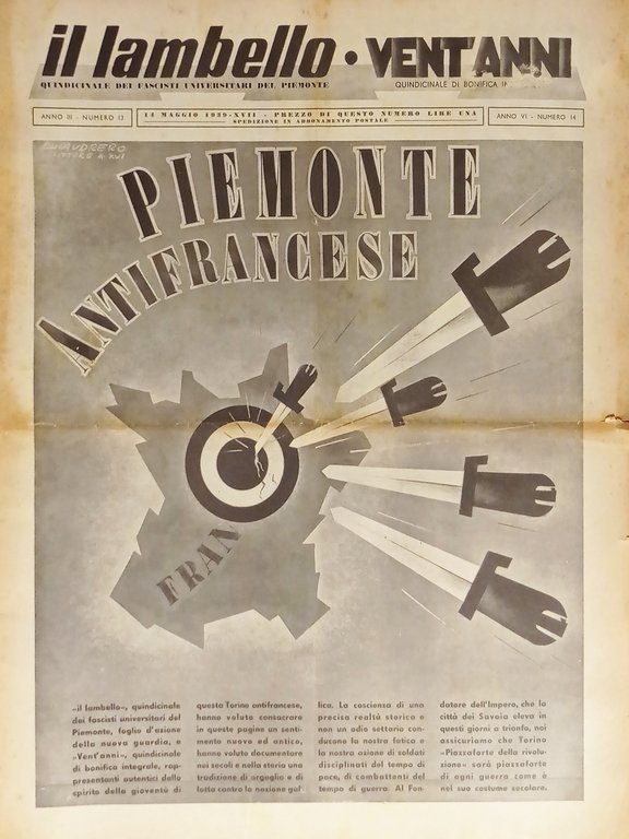 Quindicinale dei Fascisti Universitari del Piemonte - Il Lambello N.13/14 - 1939