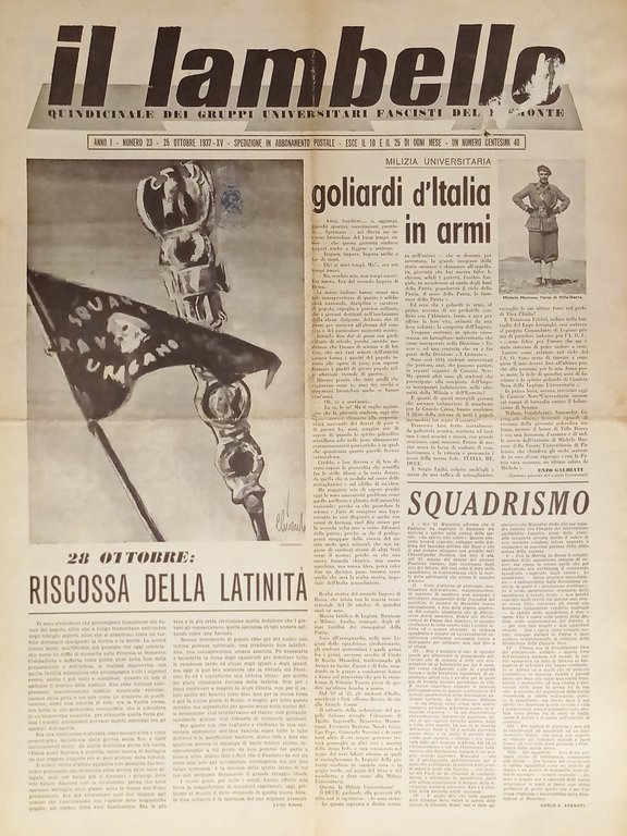 Quindicinale dei Fascisti Universitari del Piemonte - Il Lambello N. 8 - 1937