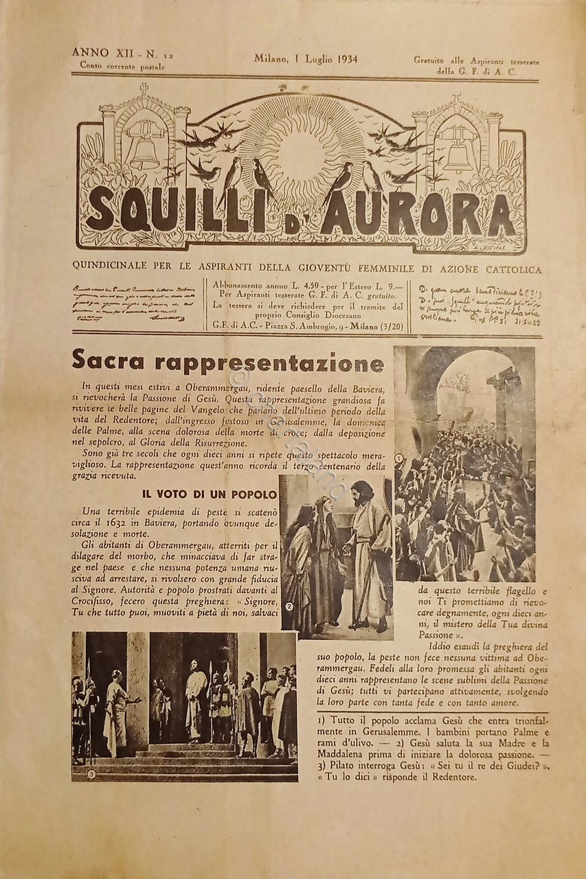 Quindicinale Femminile Azione Cattolica Milano - Squilli d'Aurora N. 12 …